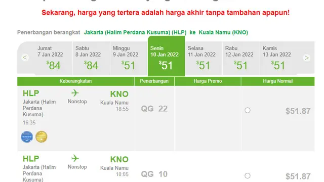 Rute Penerbangan Citilink dari Bandara Halim Perdanakusuma. https://book.citilink.co.id/