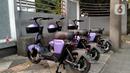 Deretan sepeda listrik terparkir di salah satu titik parkir khusus sepeda listrik Beam, Kota Bogor, Jawa Barat, Minggu (25/9/2022). Pada tahap awal ada 100 titik tempat penyewaan sepeda listrik di Kota Bogor dengan armada yang disiapkan sebanyak 665 unit sepeda listrik. (Liputan6.com/Magang/Aida Nuralifa)