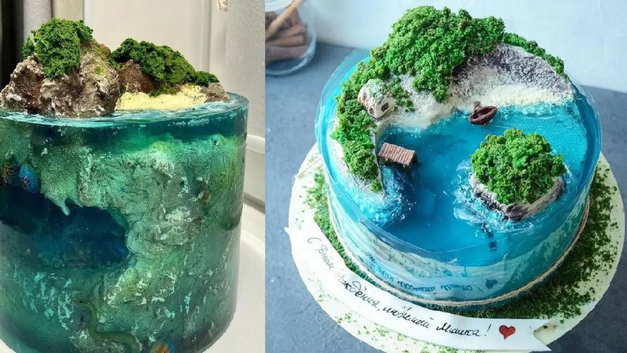 kue dengan tema lautan