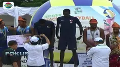 Target tim voli pantai Indonesia meraih emas di Jakabaring Sport City, Palembang, Sumatera Selatan, harus pupus setelah takluk dari Qatar.