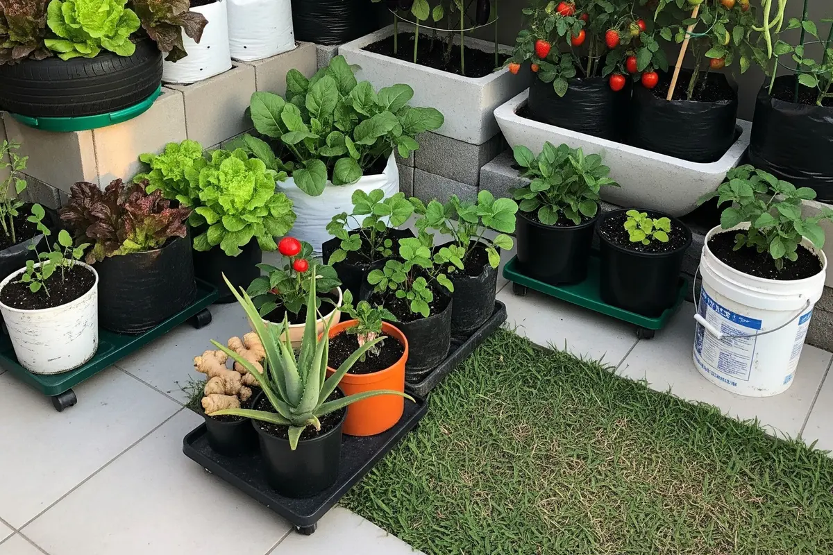 Halaman Belakang Rumah Kecil dengan Kebun Sayur Buah (Image by Gemini AI)