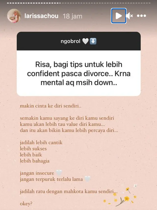 Unggahan Larissa Chou. (Foto: Instagram @larissachou)