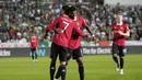 Marcus Rashford sukses menjadi pembeda. Kehadiran sang pemain menjadi kunci Setan Merah untuk membongkar solidnya pertahanan Omonia Nicosia. (AP/Petros Karadjias)