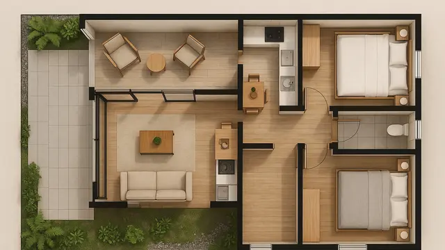 7 Desain Rumah Kecil Minimalis 2 Kamar, Lengkap dengan Inspirasi Denah yang Efisien dan Nyaman