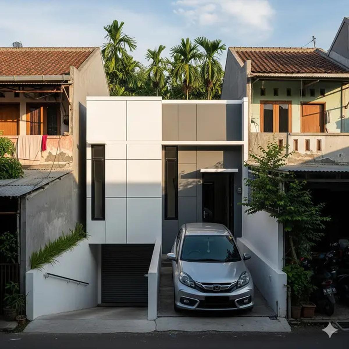 10 Desain Rumah Sempit Ada Garasi Mobil Kecil, Solusi Lahan Terbatas