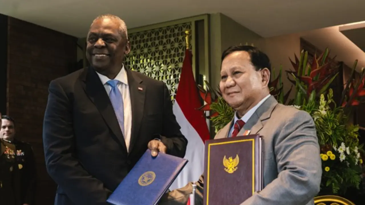 Menteri Pertahanan Amerika Serikat Lloyd Austin dan Menteri Pertahanan RI Prabowo Subianto