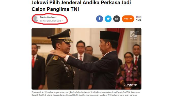 Cek Fakta Liputan6.com menelusuri klaim foto calon Panglima TNI pilihan Jokowi