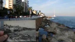 Sebuah gambar yang diambil pada 2 November 2015 menunjukkan pemandangan Beirut Avenue des Francais, dikenal sebagai Corniche Beirut dan Universitas Amerika (AUB) yang diterbitkan oleh Andre Tarazi et Fils pada awal 1920. (AFP PHOTO / PATRICK BAZ)