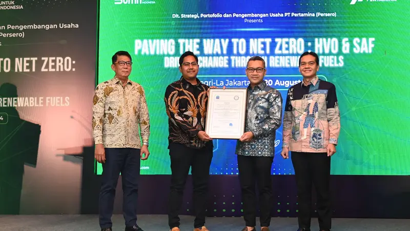 PT Pertamina Patra Niaga memperoleh sertifikasi International Sustainability and Carbon Certification (ISCC) untuk Carbon Offsetting and Reduction Scheme for International Aviation (CORSIA) dan Renewable Energy Directive-European Union (RED-EU) (Istimewa)