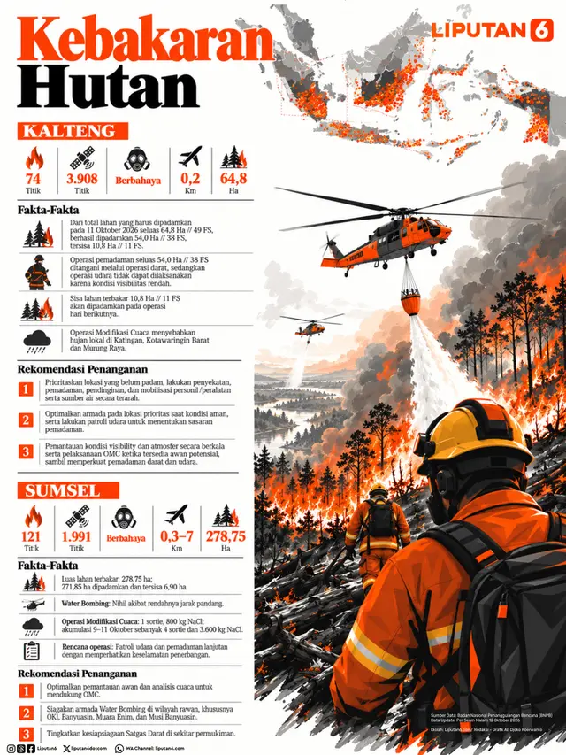 Infografis Update Kebakaran Hutan Kalteng dan Sumsel