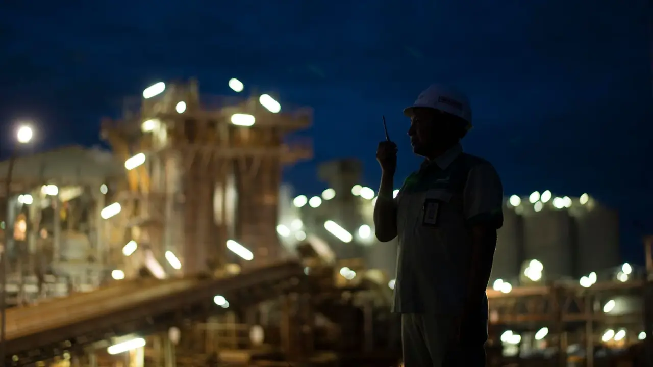 Smelter tembaga PT Freeport Indonesia (PTFI) melalui PT Smelting yang berlokasi di Kabupaten Gresik, Jawa Timur. (Dok MIND ID.
