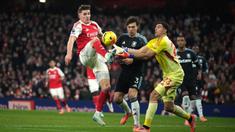 Arsenal menutup tahun 2025 dengan kemenangan telak 4-1 atas Aston Villa pada laga Liga Inggris di Stadion Emirates, Selasa (30/12/2025).  (AP photo/Alastair Grant)