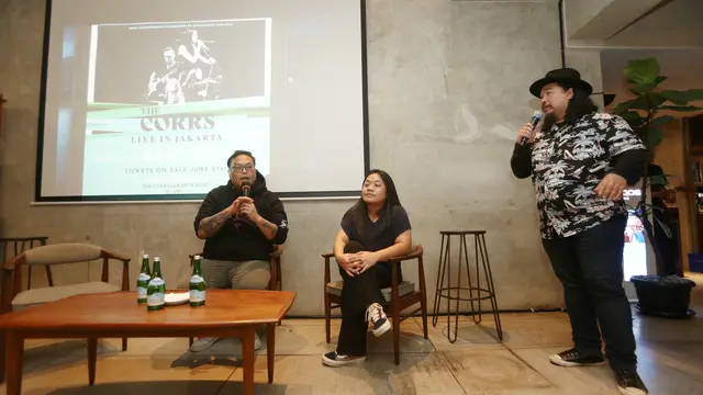 Jumpa pers kedatangan The Corrs di kawasan Kebayoran Baru, Jakarta Selatan, Jumat (16/6/2023).