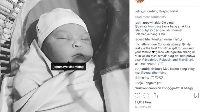 Petra Sihombing beri nama anak John Mayer Sihombing? (Instagram/ @petra_sihombing (https://www.instagram.com/p/Brz1w02hBXh/))