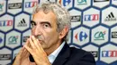 France coach Raymond Domenech looks on during a press conference at the French Football Federation (FFF) headquarters on August 12, 2008, in Paris. AFP PHOTO / ERIC PIERMONT