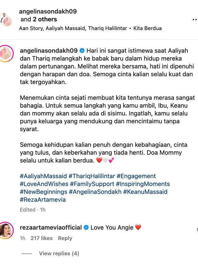Unggahan Angelina Sondakh. (Foto: Dok. Instagram @angelinasondakh09)