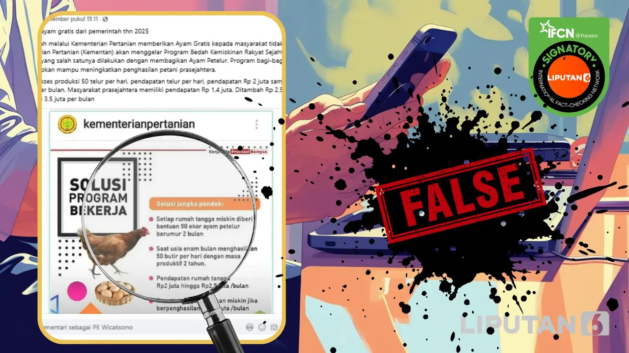 Tangkapan layar klaim link pendaftaran program ayam gratis dari pemerintah untuk masyarakat tak mampu