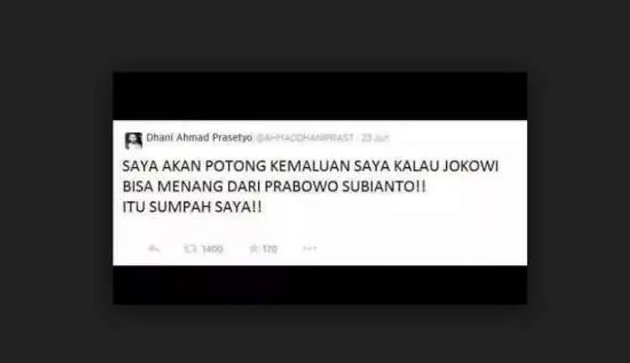 Ini adalah screenshot tweet Ahmad Dhani di dunia maya yang ternyata palsu, Jakarta Pusat, Senin (21/7/2017) (Liputan6.com/Faisal R Syam)