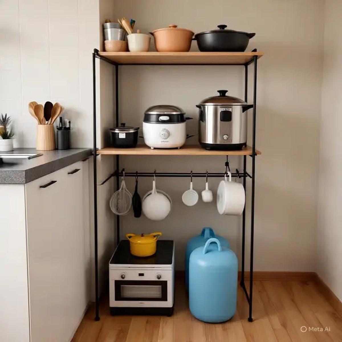9 Inspirasi Dapur Rumah Lahan Sempit Pakai Rak Besi Multifungsi, Solusi Cerdas Hemat Ruang