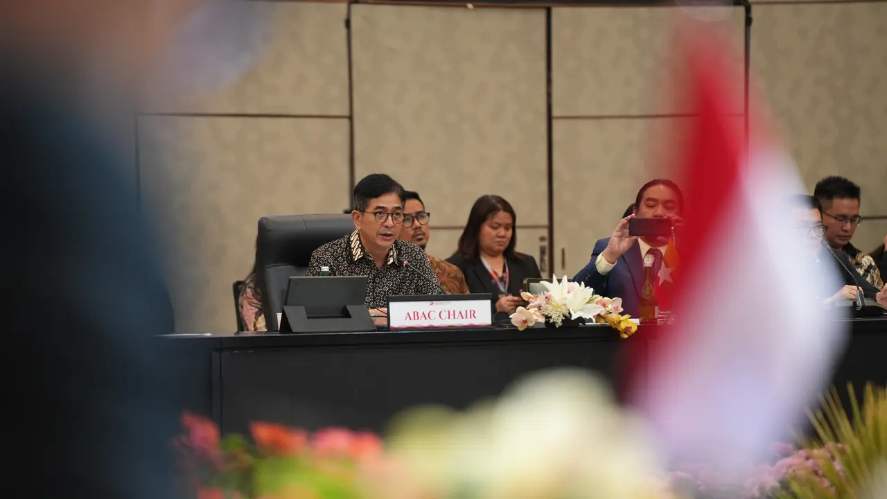 Ketua ASEAN Business Advisory Council (ASEAN-BAC) Arsjad Rasjid saat 55th ASEAN Economic Ministers' Meeting and Related Meetings di Hotel Padma Semarang, Jawa Tengah. (Dok Kadin)