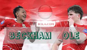 Dua pemain depan Timnas Indonesia, Beckham Putra dan Ole Romeny. (Bola.com/Wiwig Prayugi)