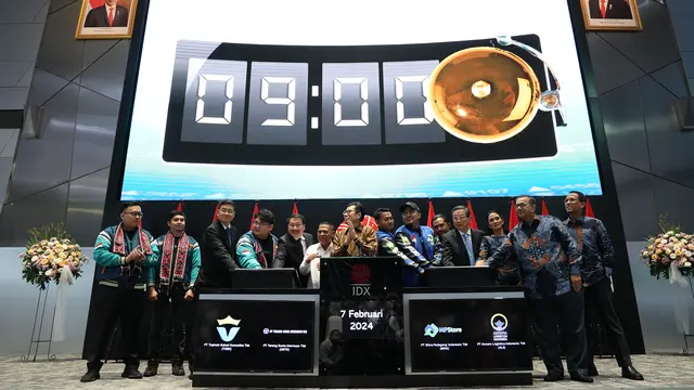 Pencatatan saham perdana antara lain saham TOSK, MPIX, UNTD, dan ALII pada Rabu, (7/2/2024).(Foto:BEI)