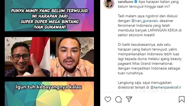 Ivan Gunawan - Sandiaga Uno (Foto: Instagram/@sandiuno)