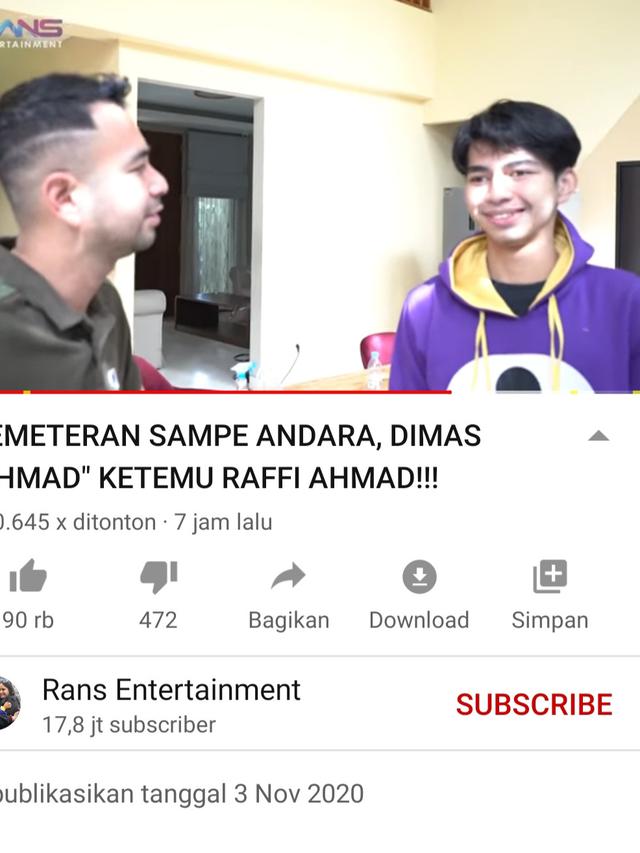 Unggahan Raffi Ahmad. (Foto: YouTube RANS Entertainment)