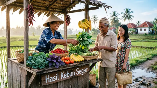 Inspirasi Warung Kecil Depan Rumah yang Cocok Dekat Area Persawahan (AI)
