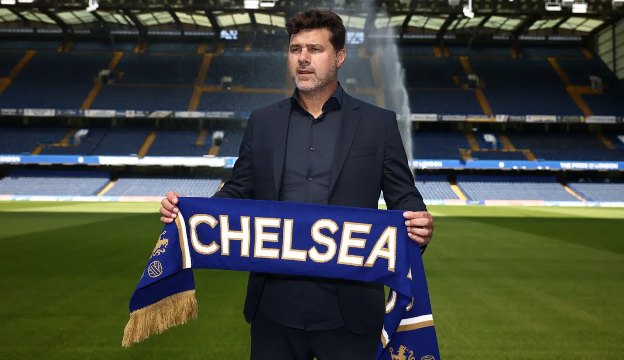 Selain itu ada klausul perpanjangan kontrak sang manajer selama satu tahun. Jadi secara total Pochettino bisa menangani Chelsea hingga tahun 2026 mendatang. (HENRY NICHOLLS / AFP)
