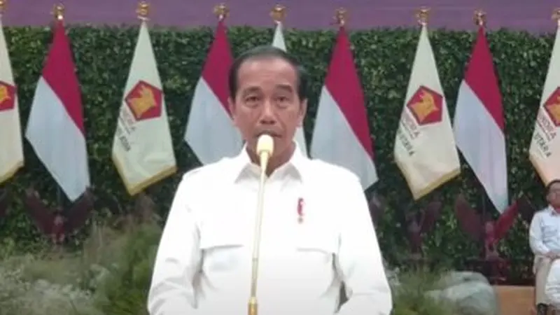 Presiden Joko Widodo atau Jokowi  saat menyampaikan sambutan dalam Apel Kader Partai Gerindra di Indonesia Arena, Senayan, Jakarta, Sabtu (31/8/2024).