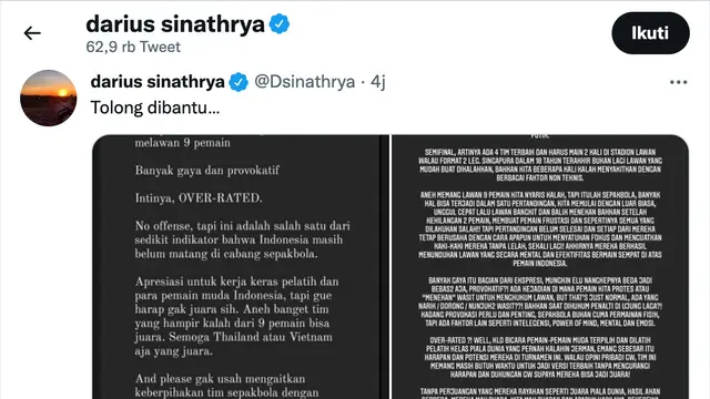 Unggahan Darius Sinathrya. (Foto: Dok. Instagram @darius_sinathrya)