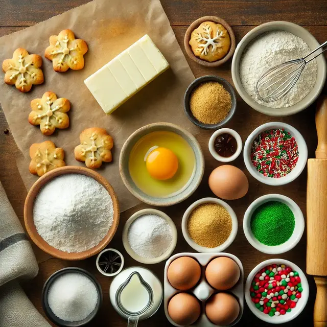 illustrasi bahan-bahan kukis krans