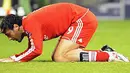 Reaksi kekecewaan striker Bayern Muenchen, Luca Toni di partai Liga Champions Grup A versus Bordeaux di Allianz Arena, Munich, 3 November 2009. AFP PHOTO/OLIVER LANG