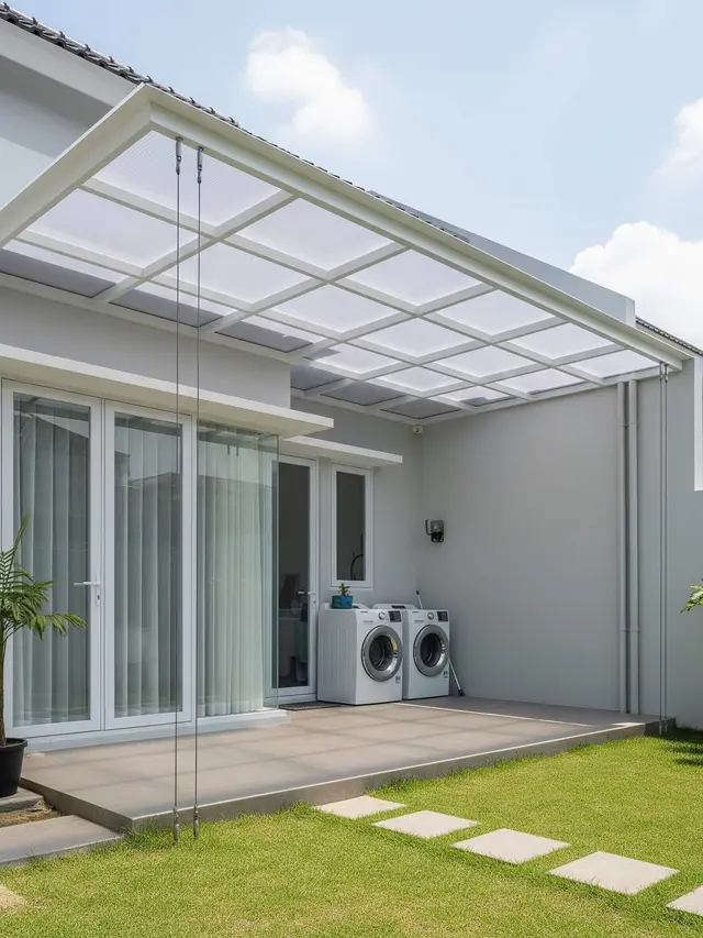 8 Desain Kanopi Jemuran Belakang Rumah yang Tidak Bikin Gelap, Rapi & Tahan Hujan