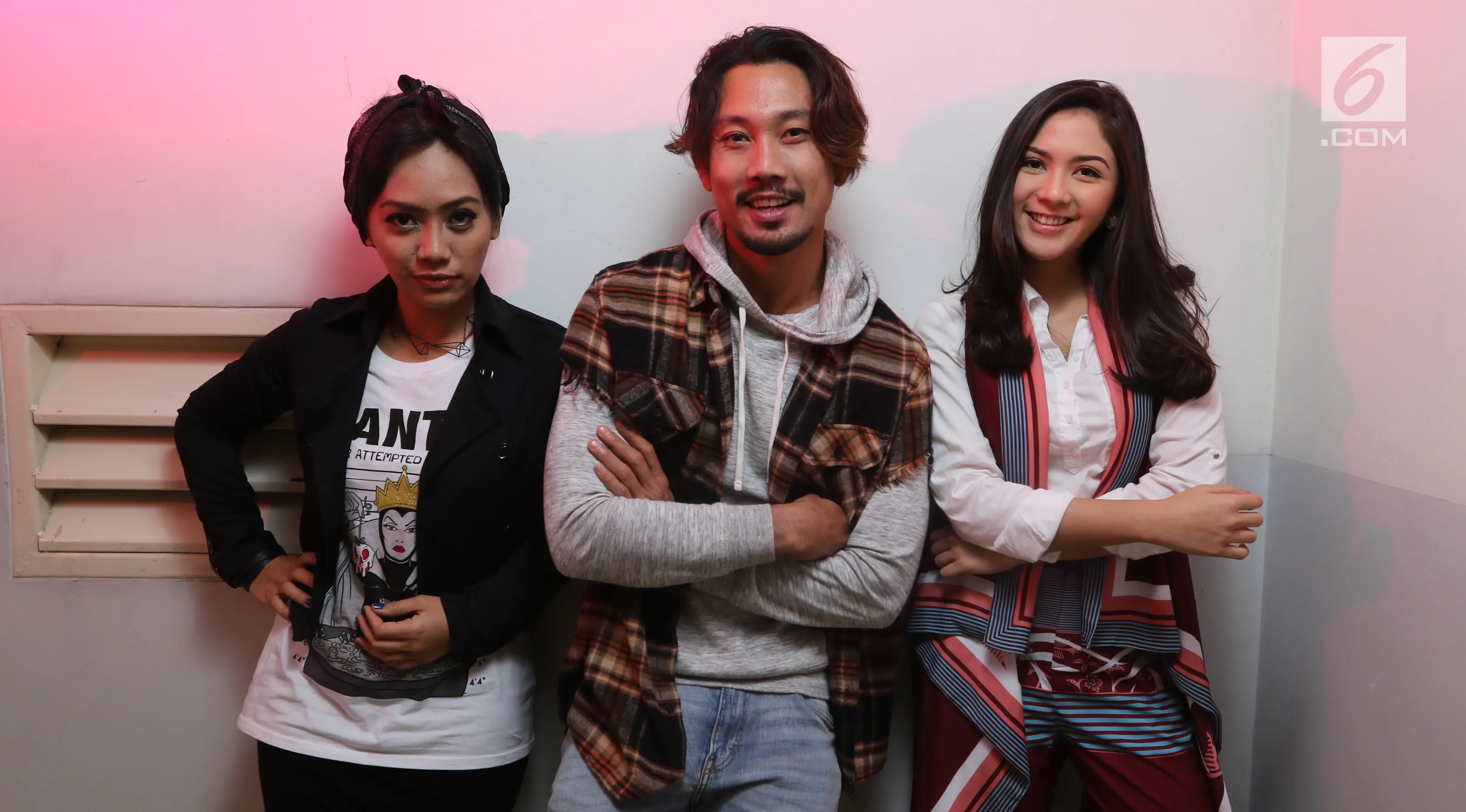 Pemain Film Mata Batin Citra Prima, Denny Sumargo dan Jessica Mila. (Liputan6.com/Fatkhur Rozaq)