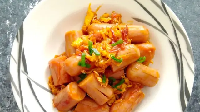 Resep sosis pedas asam manis orak telur @Rizky_Amalia