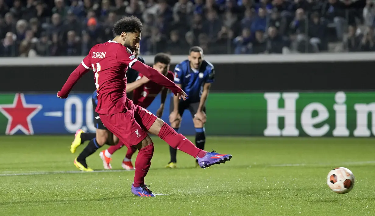 Gol semata wayang The Reds diciptakan oleh Mohamed Salah melalui sepakan titik putih pada menit ke-7. (AP Photo/Antonio Calanni)
