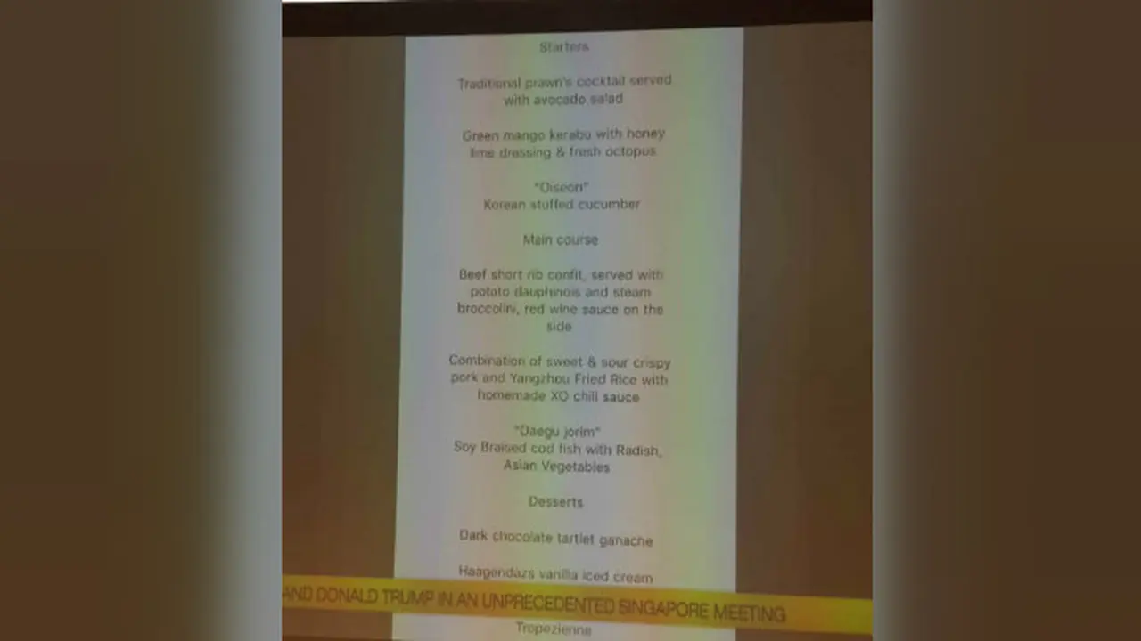 Menu makan siang Presiden Amerika Serikat dan Kim Jong-un di Singapura (International Media Centre (IMC) KTT Korut-AS di Singapura)