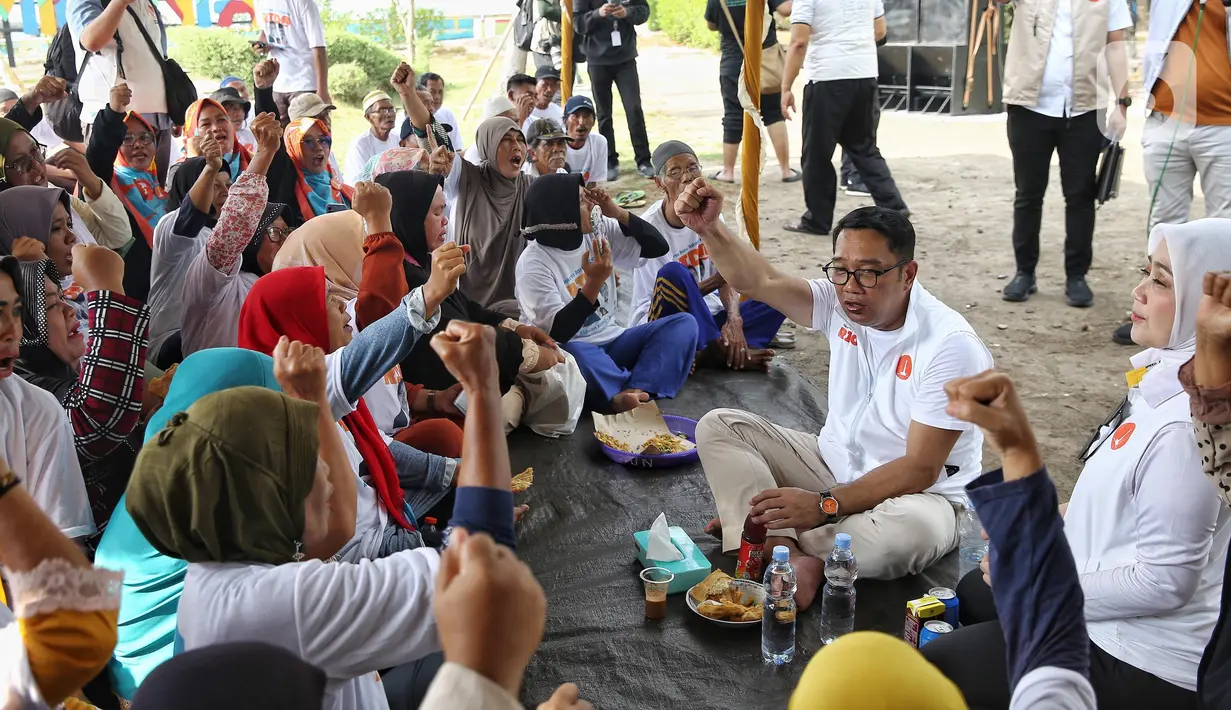 Dalam kampanyenya, Ridwan Kamil juga memaparkan sejumlah program kerja jika terpilih sebagai gubernur dalam Pilkada Jakarta 2024. (Liputan6.com/Angga Yuniar)