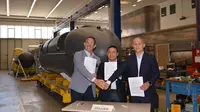 Perusahaan pertahanan asal Italia, Drass Galeazzi Srl menanda tangani MoU (Memorandum of Understanding) dengan perusahaan galangan kapal PT. Republik Palindo, anak usaha dari Republikorp asal Batam, Indonesia untuk Joint Production produksi kapal selam DG 550 kelas Midget dan Autonomous Attack Submarine. (Istimewa)