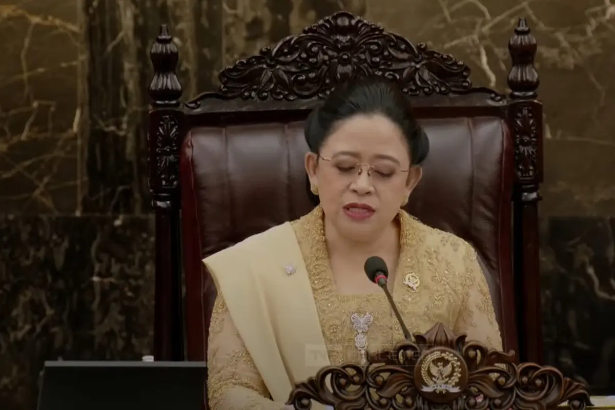Ketua DPR RI Puan Maharani di Sidang Bersama DPR dan DPD RI di Gedung Nusantara, Kompleks Parlemen, Senayan, Jakarta, Jumat (16/8/2024). (Tim News).