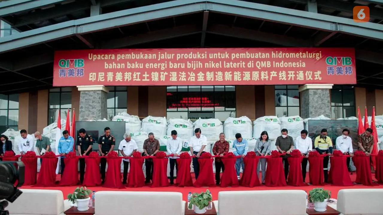peresmian Jalur produksi hidrometalurgi di PT QMB New Energy Materials