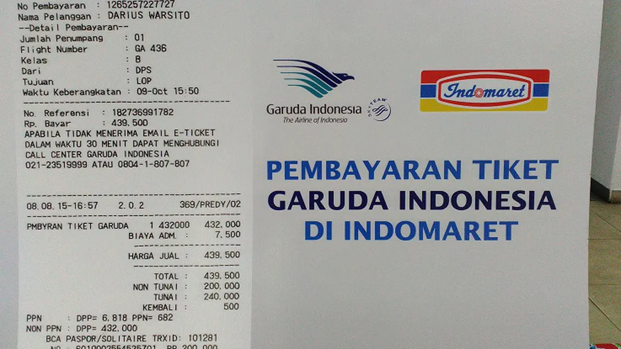 Pembayaran Tiket Garuda Indonesia di Indomaret