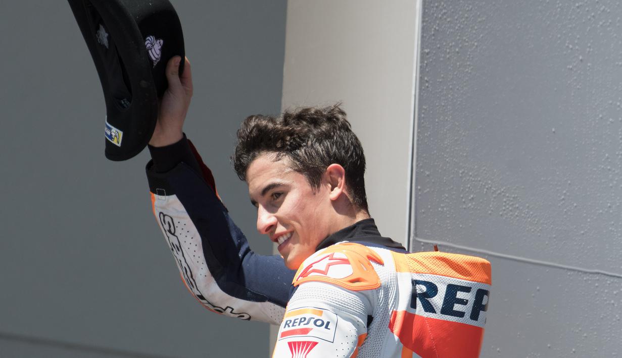 Pebalap MotoGP Repsol Honda Team, Marc Marquez berada pada peringkat kedua Trending Topic dengan mendapat 14% total mentions.  (Getty Images/Getty Images/AFP)