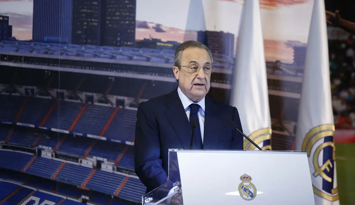 Presiden Liga Super Eropa, Florentino Perez berharap bisa berdiskusi dengan UEFA dan FIFA untuk bekerja sama dalam kemitraan guna memberikan hasil terbaik untuk liga baru dan sepak bola secara keseluruhan. (AFP/Benjamin Cremel)