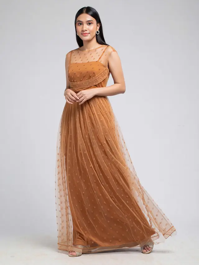 Baju Pesta Maxi Formal Bahan Crepe