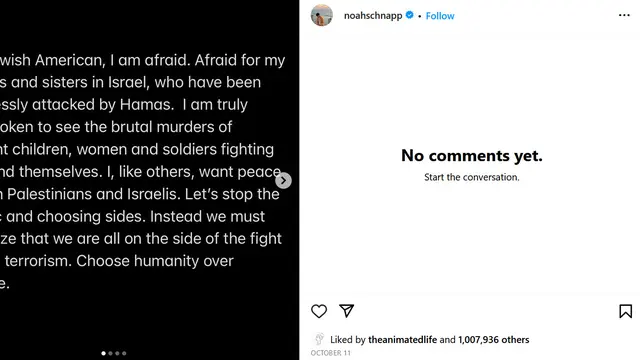 Tangkapan layar unggahan Instagram Noah Schnapp.