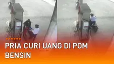 Aksi seorang pria mencuri uang di pom bensin mengundang perhatian.
