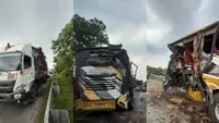 Kecelakaan Maut Truk Tabrak Bus di Tol Lampung, 3 Orang Luka-Luka, 1 Kritis